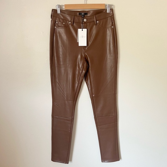 NWT 7 For All Mankind Faux Leather High Waist Ankle Pants Size Small - Picture 2 of 6